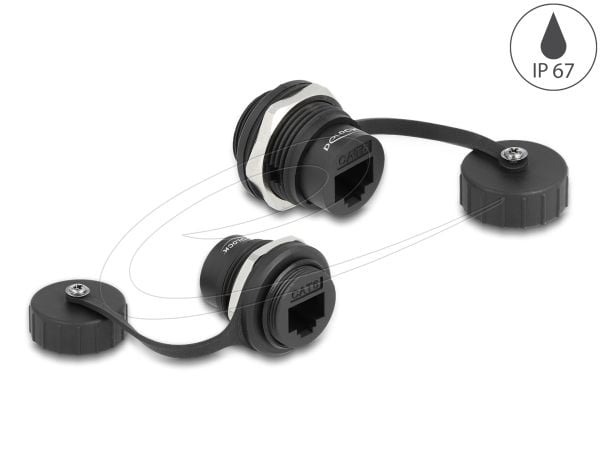 Delock - Snäppbar modul - CAT6 with protective dust cap IP67 dust and waterproof - RJ 45 - 1 nätverksuttag - 1 modul - svart