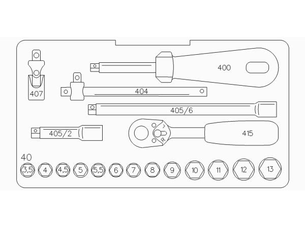 Stahlwille Hylsyavainsarja 1/4 - 19 kpl - QuickRelease 96011180"