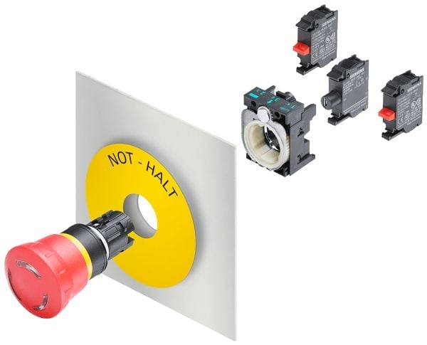 Siemens 3SU1100-1HB20-1PG03SU11001HB201PG0 Not-Halt, IP67, IP69K, 2,23 cm, 85 mm, 85 mm, 45 mm, 89 g