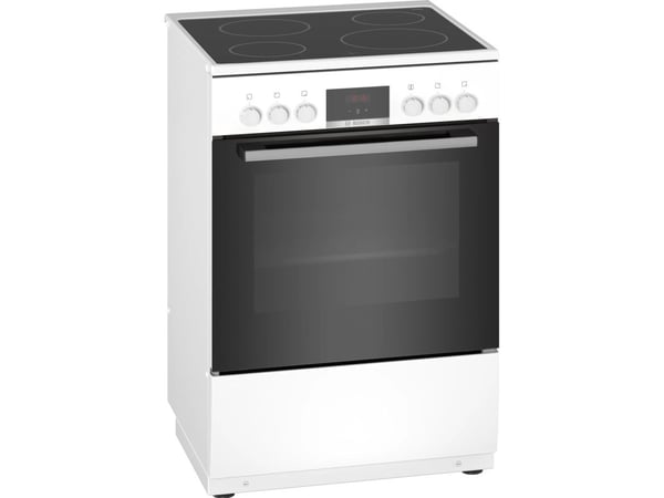 Bosch Serie 4 HKN31A020U, Vapaasti seisova liesi, Valkoinen, Rotaatio, Valkoinen, Yläosa edessä, Metalli