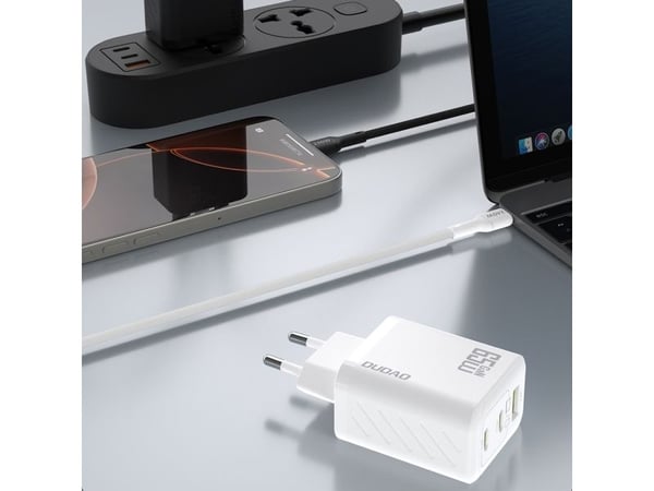 Nettlader Dudao A29C 65W GaN + USB-C-kabel - hvit