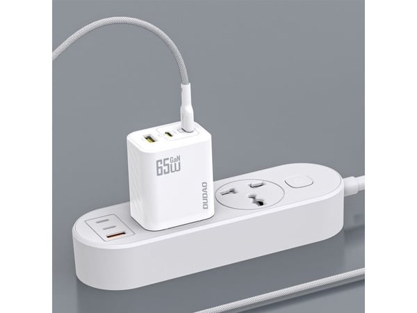 Nettlader Dudao A29C 65W GaN + USB-C-kabel - hvit