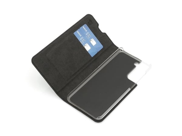 Wave BookCase -suojakotelo, Samsung Galaxy S21, musta