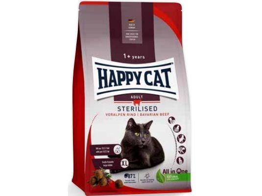 Happy Cat Sterilised Adult, Voksen, Fjærfe, Mais, Storfekjøtt, 4 kg