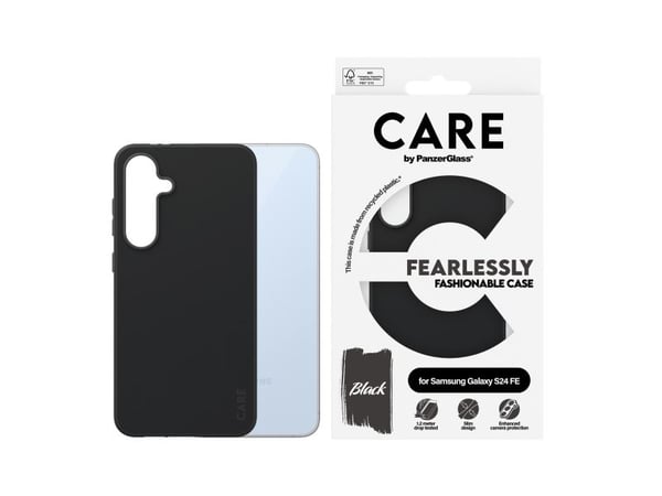 CARE by PanzerGlass Fearlessly - Baksidesskydd för mobiltelefon - svart - för Samsung Galaxy S24 FE