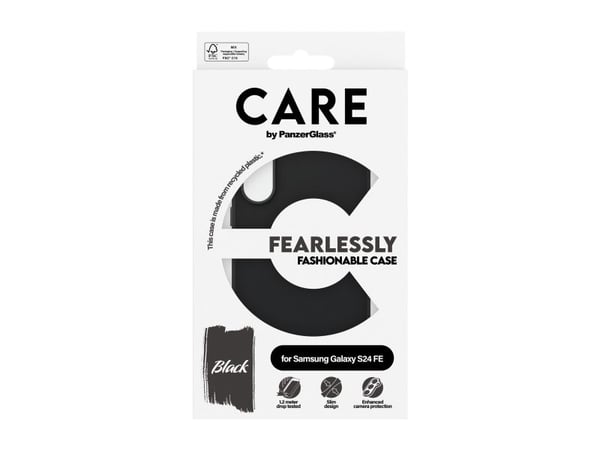 CARE by PanzerGlass Fearlessly - Baksidesskydd för mobiltelefon - svart - för Samsung Galaxy S24 FE