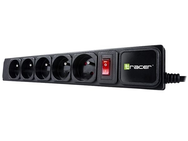 Tracer Surge protector PowerGear 5 m Black (5 outlets), 5 m, Sisätila, Tyyppi E, Tyyppi E, Suora, IP20