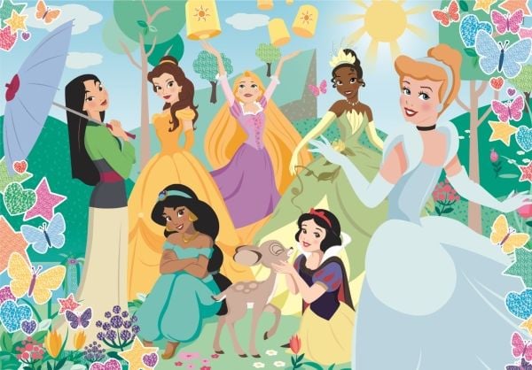 Clementoni Clementoni Puzzle 104el med Princess glitter. Prinsesse 20346