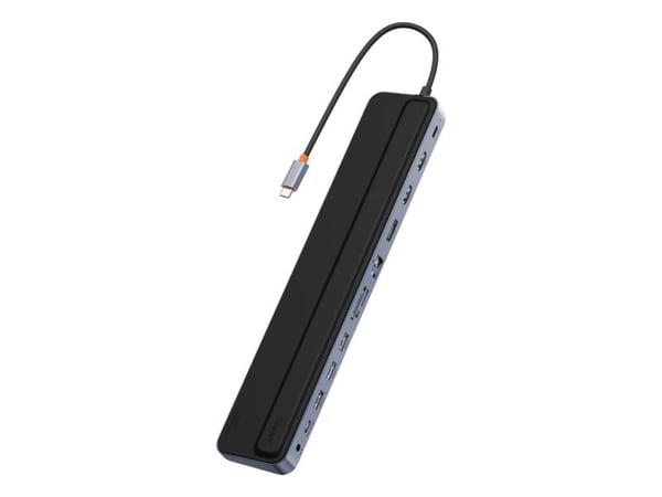 Keskitin 12in1 Baseus EliteJoy Gen2-sarjan USB-C - 2xHDMI+ 3xUSB 3.0+ PD+ DP+ SD/TF+ RJ45+Type-C+ 3.5mm (tummanharmaa)