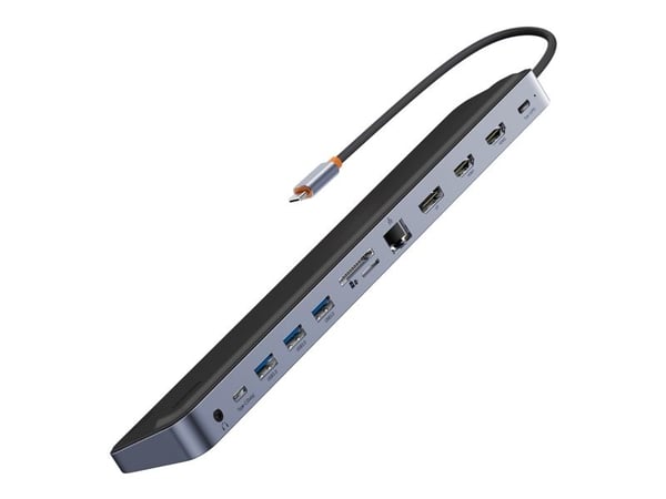Keskitin 12in1 Baseus EliteJoy Gen2-sarjan USB-C - 2xHDMI+ 3xUSB 3.0+ PD+ DP+ SD/TF+ RJ45+Type-C+ 3.5mm (tummanharmaa)