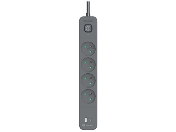 Tracer Power Line+ 1,5 m 4-korttipaikkainen USB PD18W grafiittinen