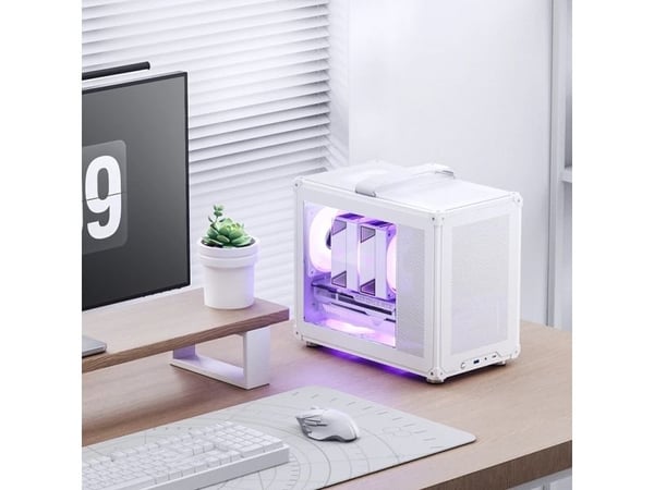Jonsbo C6 MAX PC-veske, Mini-etui, Micro-ATX, herdet glass - Hvit