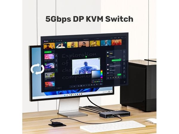 Unitek - KVM-svitsj - 5 Gbps - 6 x KVM / USB + 3 x DisplayPort - stasjonær