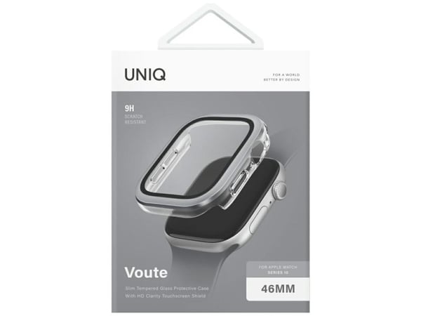 Deklas UNIQ Voute skyddsglas för Apple Watch Series 10 / 11 46 mm - silver