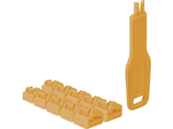 Lindy RJ45 Portlås Orange 10 st + 1 nyckel (47897)
