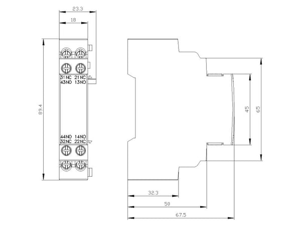 Siemens 3RV2901-1J Hjälpkontakt 1 st (B x H x D) 18 x 90 x 68 mm