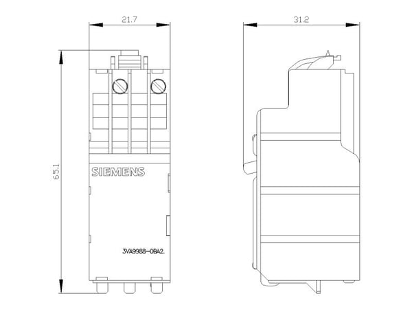 Siemens 3VA9988-0BA22 Trigger 1 st (B x H x D) 21,7 x 65,1 x 31,2 mm