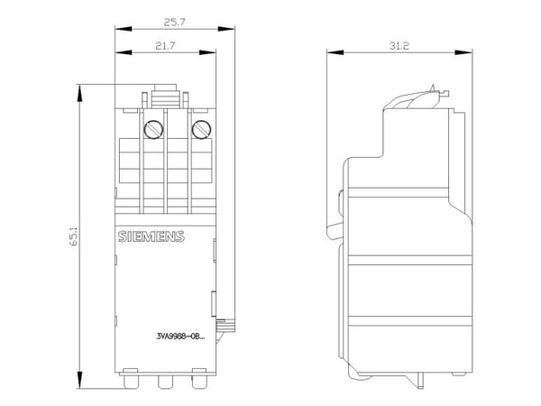 Siemens 3VA9988-0BL31 Trigger 1 st (B x H x D) 25,7 x 65,1 x 31,2 mm