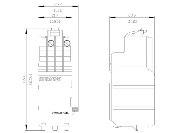 Siemens 3VA9908-0BB11 Trigger 1 st (B x H x D) 25,7 x 65,1 x 28,8 mm