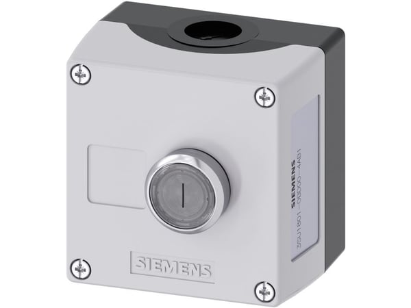 Siemens 3SU18010BD004AB1 3SU1801-0BD00-4AB1 Maanalainen kaappi, eturengas metallia 1 painike Kirkas, hopea 1 kpl