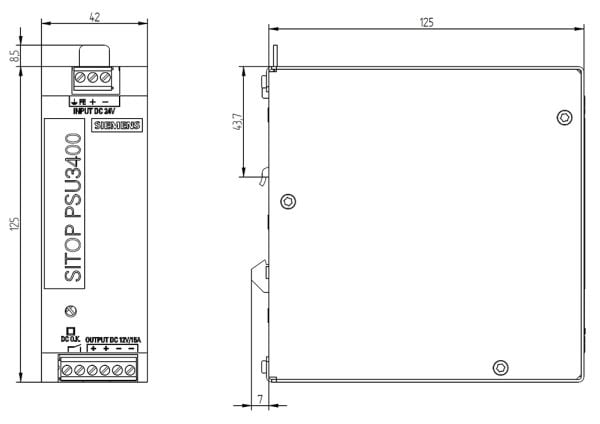 Siemens 6EP3124-0TA00-0AY0, 200 W, 42 mm, 125 mm