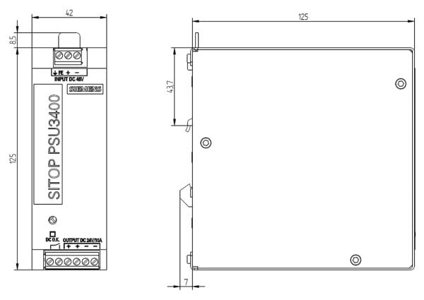 Siemens 6EP3234-0TA00-0AY0, 256 W, 42 mm, 125 mm