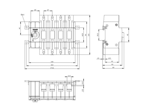 4-napainen 125 A 4 x kytkin 690 V/AC Siemens 3KD32402NE100