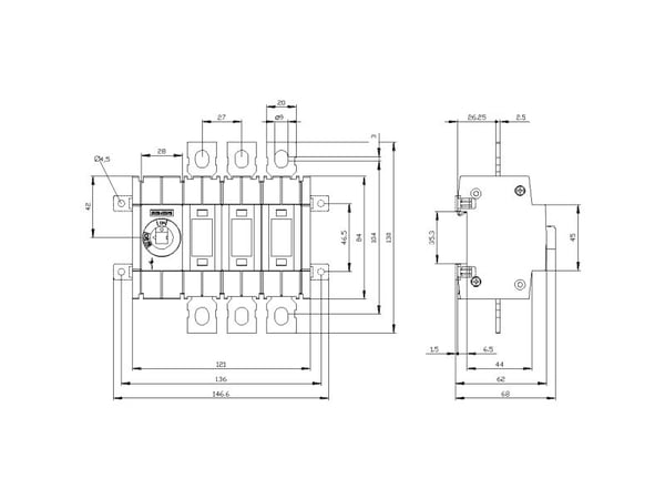 3-napainen 160 A 4 x kytkin 690 V/AC Siemens 3KD34300NE100 3KD34300NE100