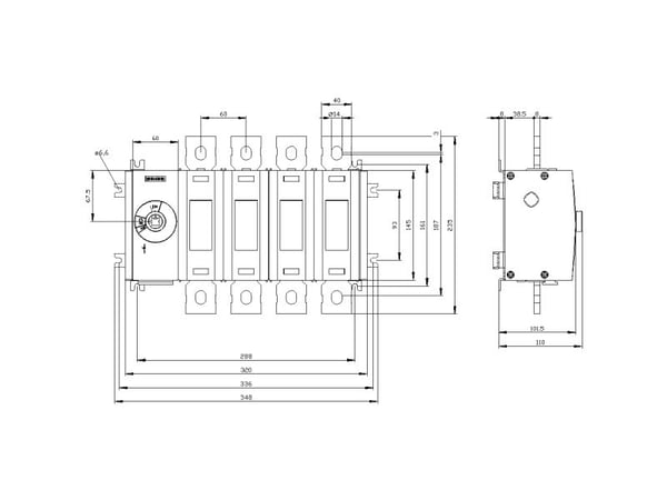 Siemens 3KD4640-0QE10-0, 4P, IP00, 235 mm, 264 mm, 374 mm, 177 mm