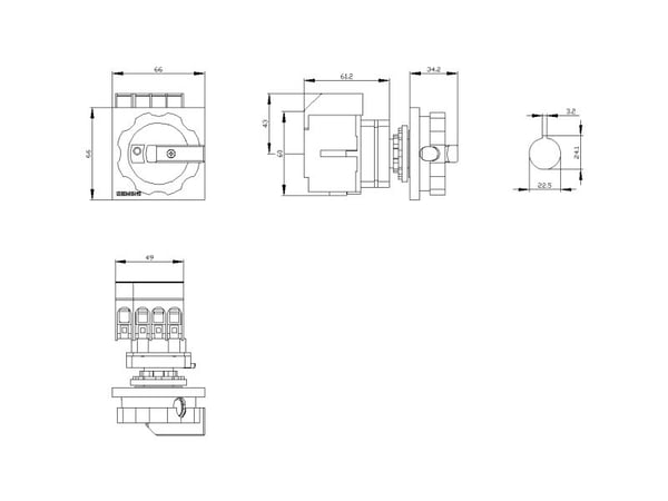 Rød, Gul 4-polet 16 mm² 16 A 1 x brydekontakt 690 V/AC Siemens 3LD30540TL53