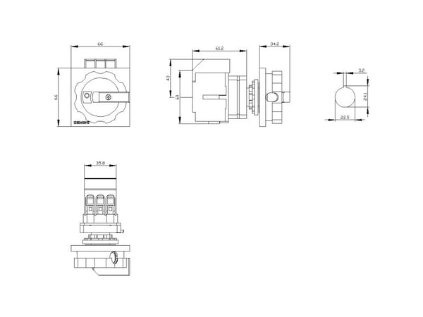 Siemens 3LD3354-0TK53, 3P, IP65, 60 mm, 79 mm, 85 mm, 110 mm