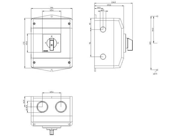 Siemens 3LD2165-7UB01, 3P, IP65, 188 mm, 153 mm, 202 mm, 149 mm