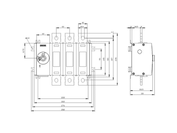 Siemens 3KD4830-0QE10-0, 3P, IP00, 235 mm, 264 mm, 322 mm, 177 mm