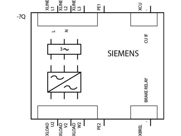 Siemens 6SL3225-0BE31-1AA1, U converter, 380 - 480 V, 550 hz, 334 mm, 7,65 kg, 390 mm