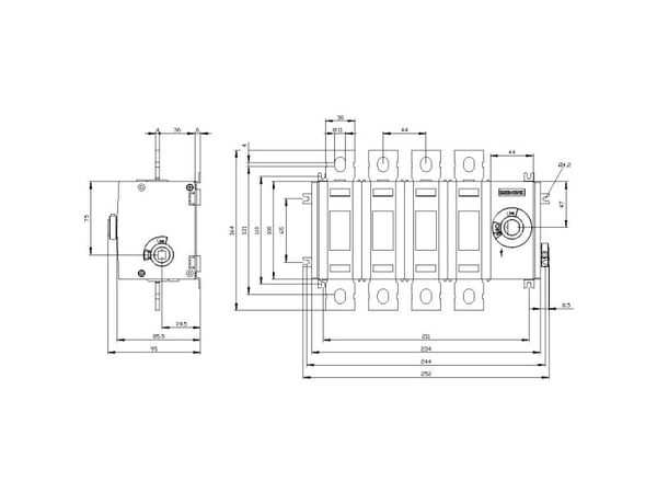 Siemens 3KD3844-0PE40-0, 4P, IP00, 164 mm, 190 mm, 264 mm, 121 mm