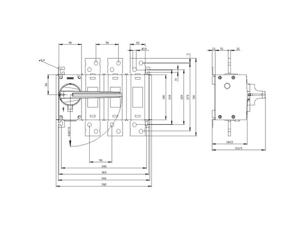 3-napainen 1250 A 8 sulkemista, 8 avaamista 690 V/AC Siemens 3KD52320RE100