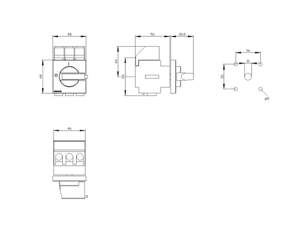 Siemens 3LD2222-0TK13, 3P, IP65, 71 mm, 80 mm, 94 mm, 70 mm