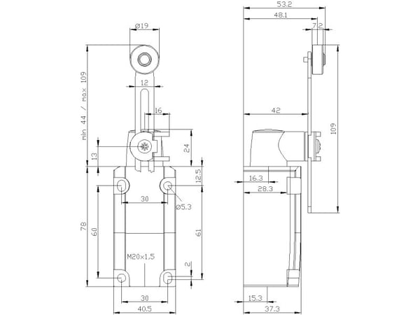 Siemens 3SE5112-0CH51, Metall, IP66, IP67, 45 mm, 165 mm, 72 mm, 368 g