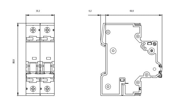 Automatsikring DC C 16A, 2P, 10kA, 5SY5216-7