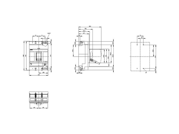 Siemens 3VA1563-5MH32-0AA0 Katkaisija 1 kpl Asetusalue (virta): 630 A (max) Kytkentäjännite (max): 690 V/AC (L x K x S) 210 x 320 x 120 mm
