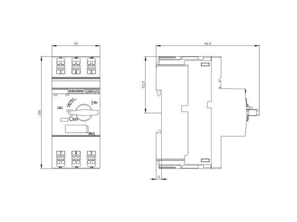 Siemens 3RV2311-1BC20 Katkaisija 1 kpl Kytkentäjännite (max.): 690 V/AC (L x K x S) 45 x 106 x 97 mm)