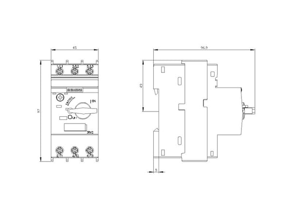 Siemens 3RV2011 4AA10 0BA0 Katkaisija 1 kpl Asetusalue (virta): 10 - 16 A Kytkentäjännite (max.): 690 V/AC (L x K x S) 45 x 97 x 97 mm