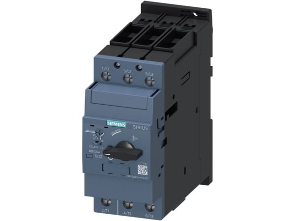 Siemens 3RV2031-4PA10 Strömbrytare 1 st Inställningsområde (ström): 28 - 36 A Kopplingsspänning (max.): 690 V/AC (B x H x D) 55 x 140 x 149 mm