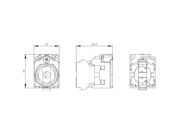 Siemens 3SU1551-1AB20-3AA0 3SU15511AB203AA0 Hållare 3-faldig, med LED-element (B x H) 30 mm x 40 mm 1 st