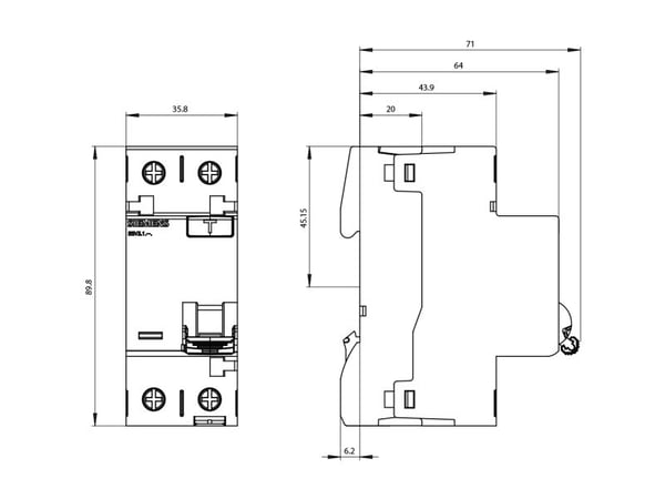 Siemens 5SV3612-6 FI säkerhetsbrytare 2-polig 25 A 0,3 A 230 V