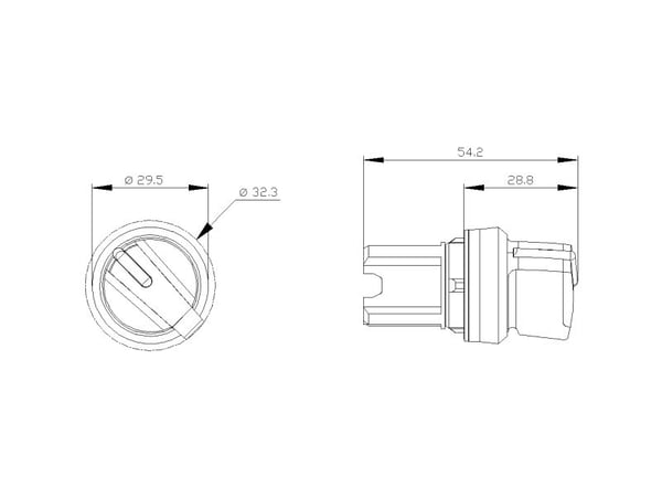 Siemens 3SU10522BF600AA0 3SU1052-2BF60-0AA0 Kääntökytkin Eturengas metallia, kiiltävä musta, valkoinen 1 x 90° 1 kpl
