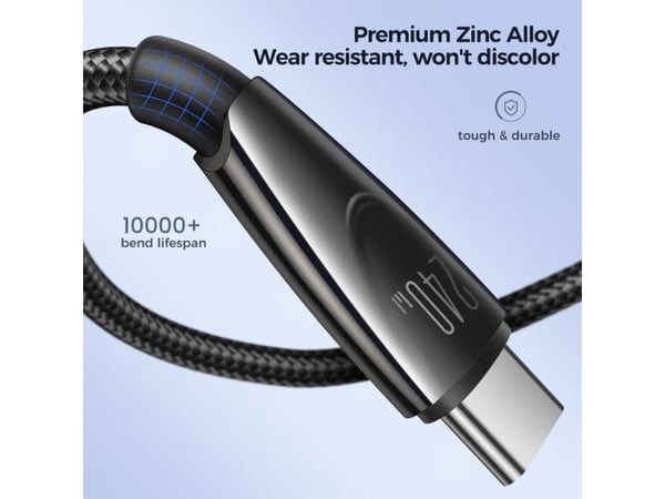 Joyroom Pioneer Series flettet USB-C-kabel 240W 1,2 m svart