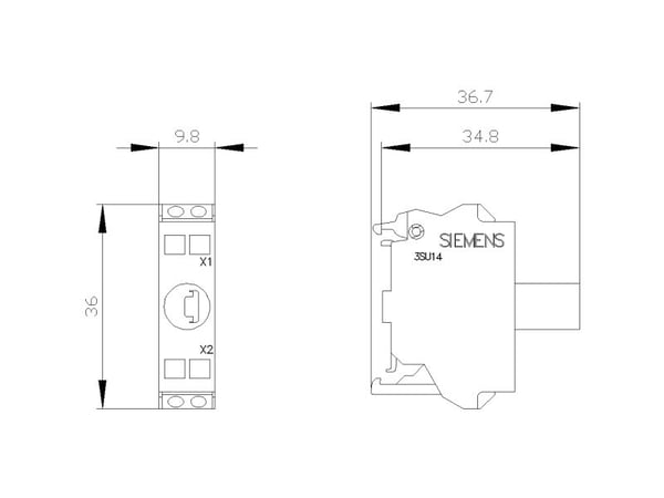 LED-valaisin valkoinen 24V AC/DC koteloasenteinen jousikuormitteinen SIRIUS ACT 3SU1401-2BB60-3AA0