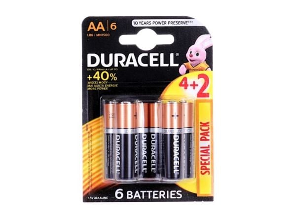 Duracell Basic Pagrindinė AA/LR6 baterijos lizdinė plokštelė po 6
