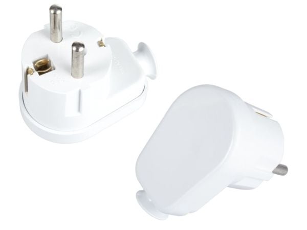 Montis Vinklat stickpropp, demonterbar Uni-Schuko WT-16U, vit (MT-018B)